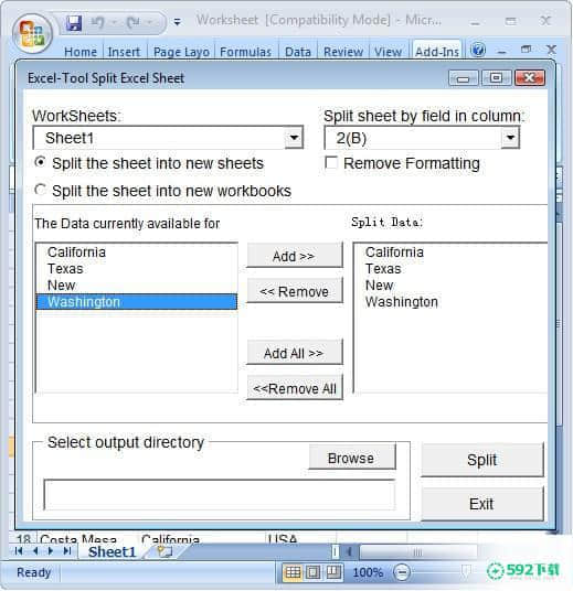 Split Worksheet